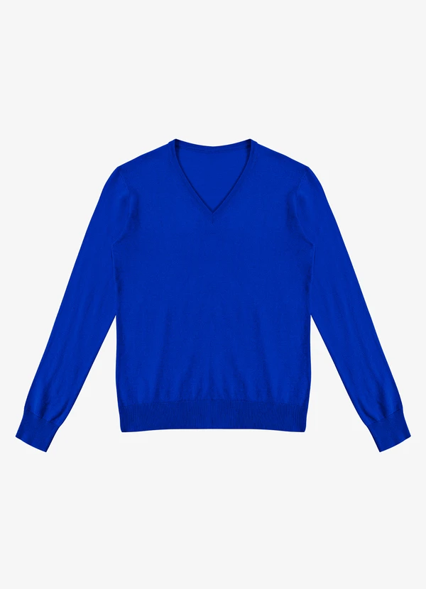 Rovitex - Sueter Feminino Gola V em Tricot Azul