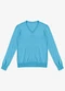 Rovitex - Sueter Feminino Gola V em Tricot Bege - variação: Azul
