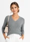 Rovitex - Sueter Feminino Gola V em Tricot Marrom - variação: Cinza