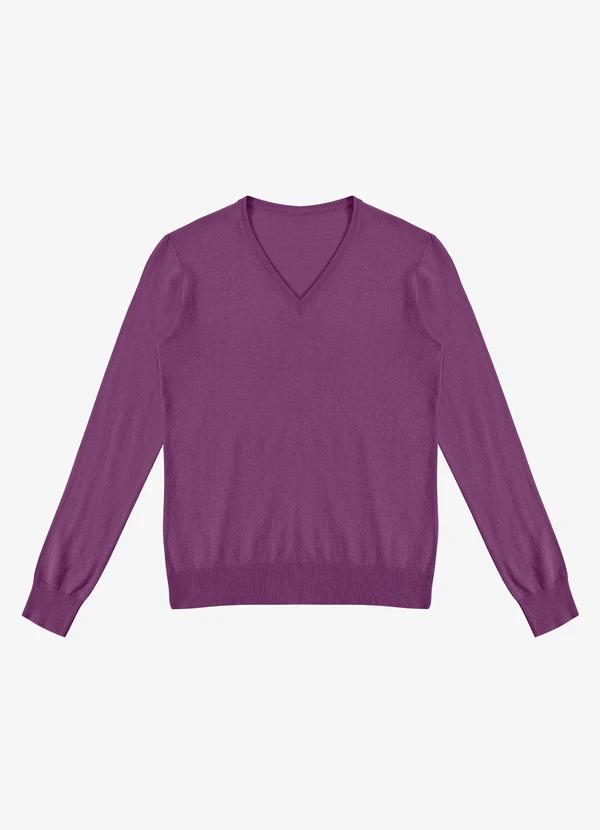 Rovitex - Sueter Feminino Gola V em Tricot Roxo