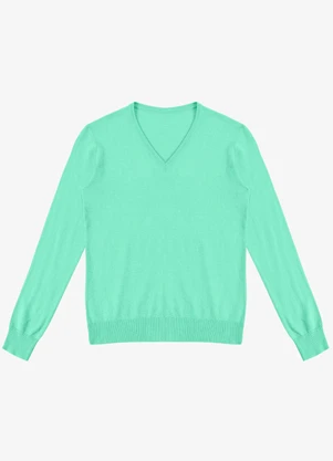 Rovitex - Sueter Feminino Gola V em Tricot Verde - ROVITEX