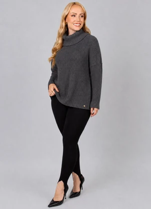 Doce Tom - Suéter Feminino Tricot Elegante Cinza - DOCE TOM