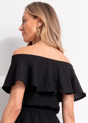 Quintess - Blusa Preta em Malha Texturizada - QUINTESS