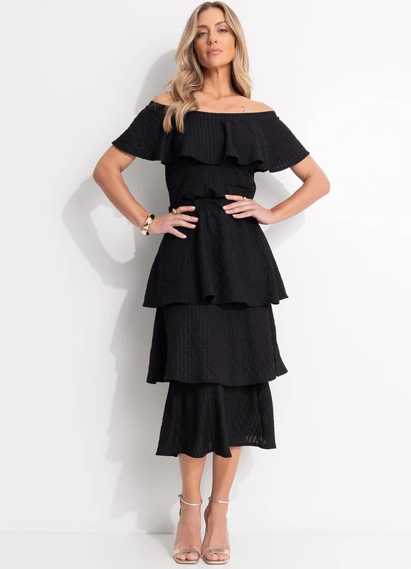 Quintess - Blusa Preta em Malha Texturizada