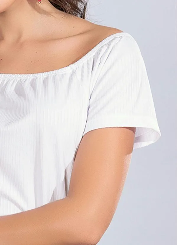 Moda Pop - Blusa Branca com Decote Ombro a Ombro 3