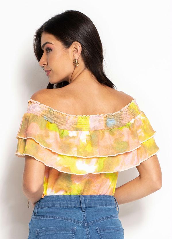 Queima Estoque - Blusa com Babado Rosa e Azul 2