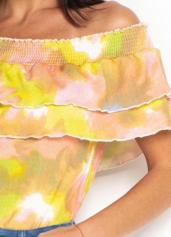 Queima Estoque - Blusa com Babado Rosa e Azul 3