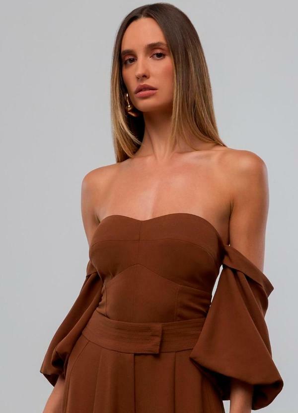 Carlota Costa - Blusa com Detalhe Busto Marrom