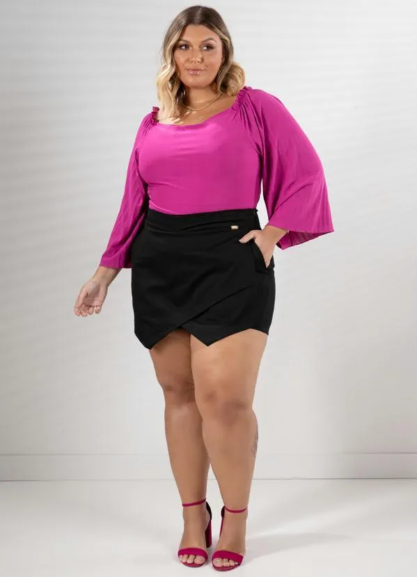 Quintess - Blusa com Manga Plissada Fúcsia 6