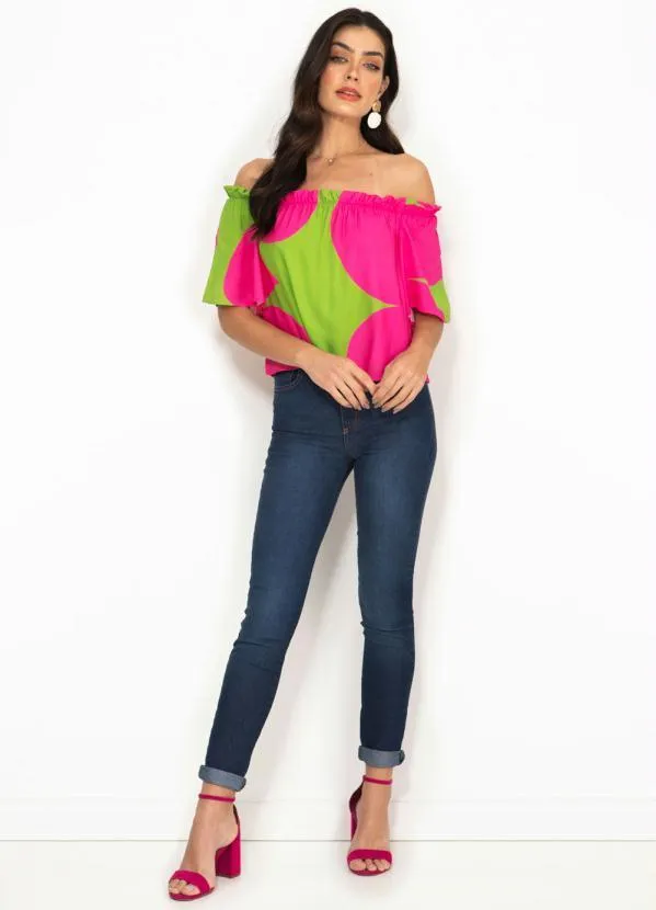 Forum - Blusa de Viscose Ombro a Ombro Estampada Rosa 3