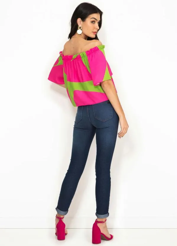 Forum - Blusa de Viscose Ombro a Ombro Estampada Rosa 4