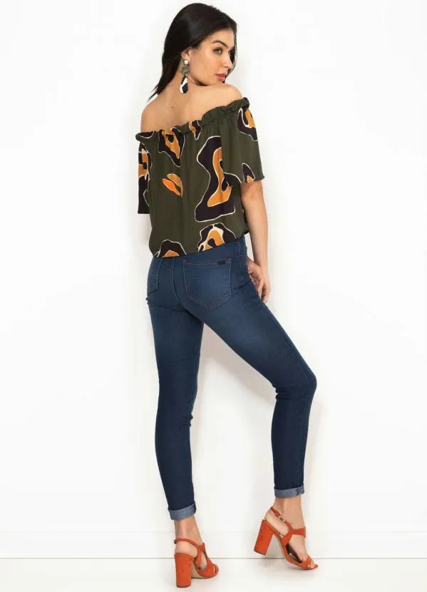 Forum - Blusa de Viscose Ombro a Ombro Estampada Verde 4