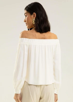 Gris - Blusa em Viscose com Linho Bege - GRIS