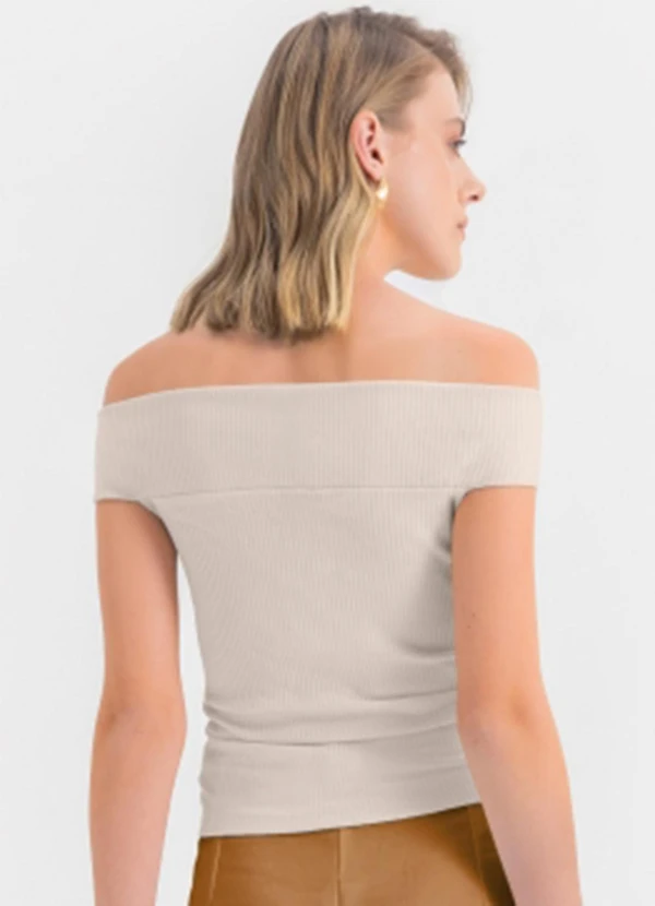 Essendi - Blusa Feminina Ombro a Ombro Bege 2