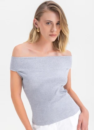 Essendi - Blusa Feminina Ombro a Ombro Cinza - ESSENDI