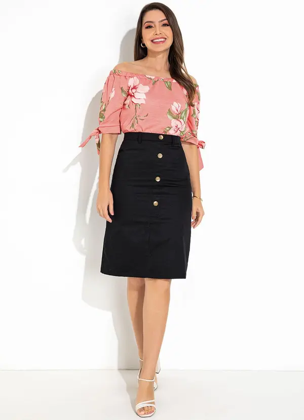 Rosalie - Blusa Floral Rosa em Malha 3