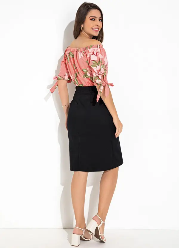 Rosalie - Blusa Floral Rosa em Malha 4