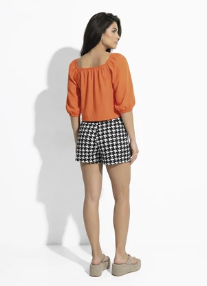 Moda Pop - Blusa Laranja com Babado e Decote Ombro a Ombro - MODA POP