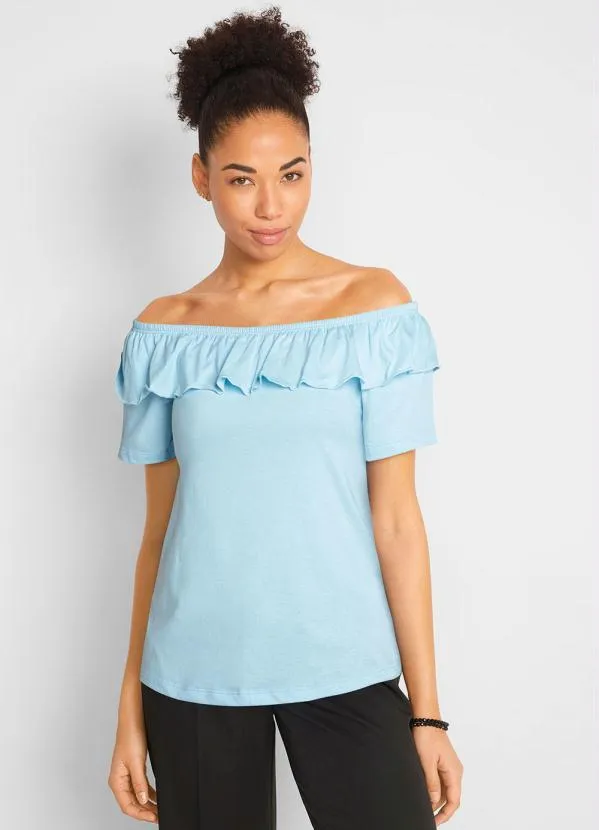 Queima Estoque - Blusa Ombro a Ombro Azul Candy 8