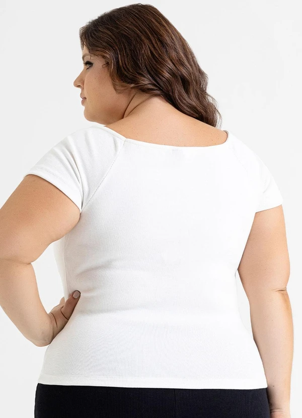 Just Basic - Blusa Ombro a Ombro Básica em Ribana Off White 6