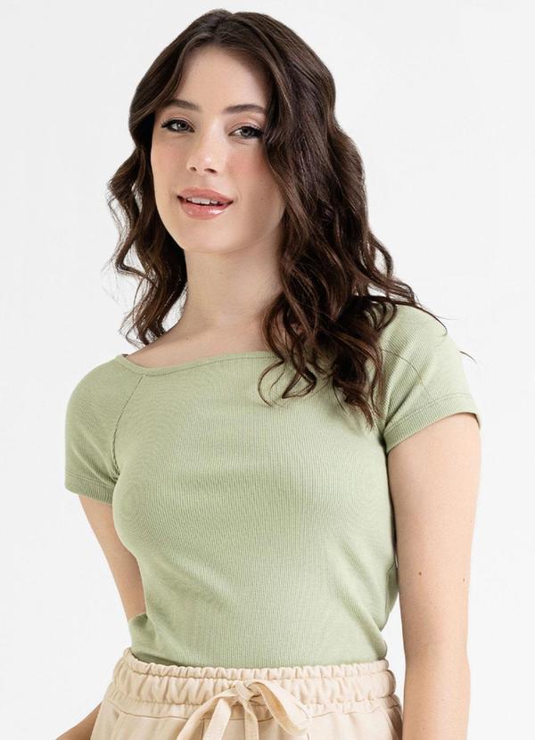 Just Basic - Blusa Ombro a Ombro Básica em Ribana Verde