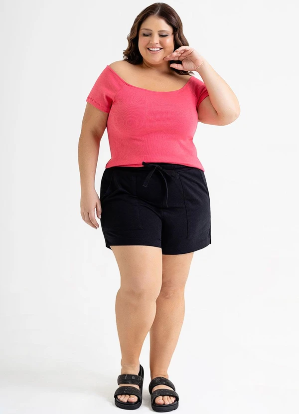 Just Basic - Blusa Ombro a Ombro Básica em Ribana Vermelho 7