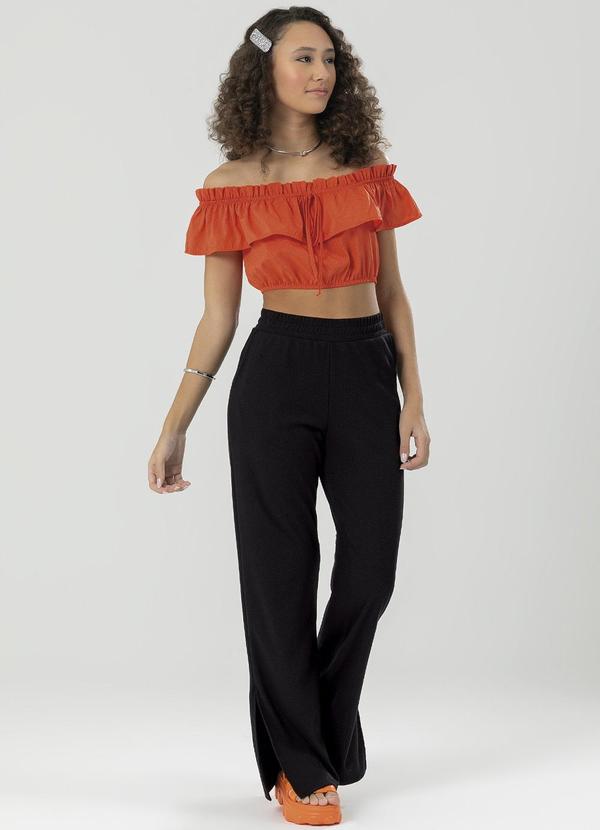 Bjoe - Blusa Ombro a Ombro com Amarração Laranja 2