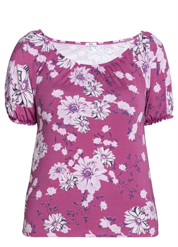 Outlet - Blusa Ombro a Ombro com Elástico Floral Roxo 10