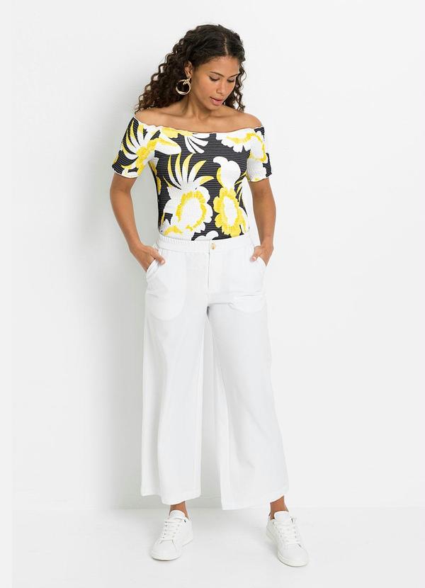 Outlet - Blusa Ombro a Ombro com Lastex Floral Dark 4