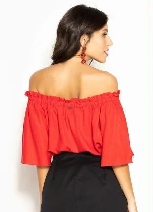 Hering - Blusa Ombro a Ombro de Viscose Vermelha - HERING