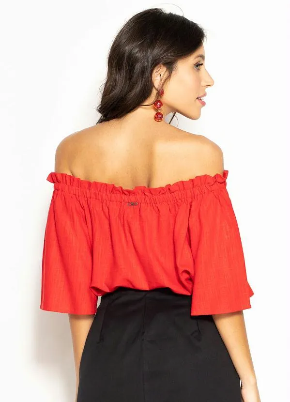 Hering - Blusa Ombro a Ombro de Viscose Vermelha 2