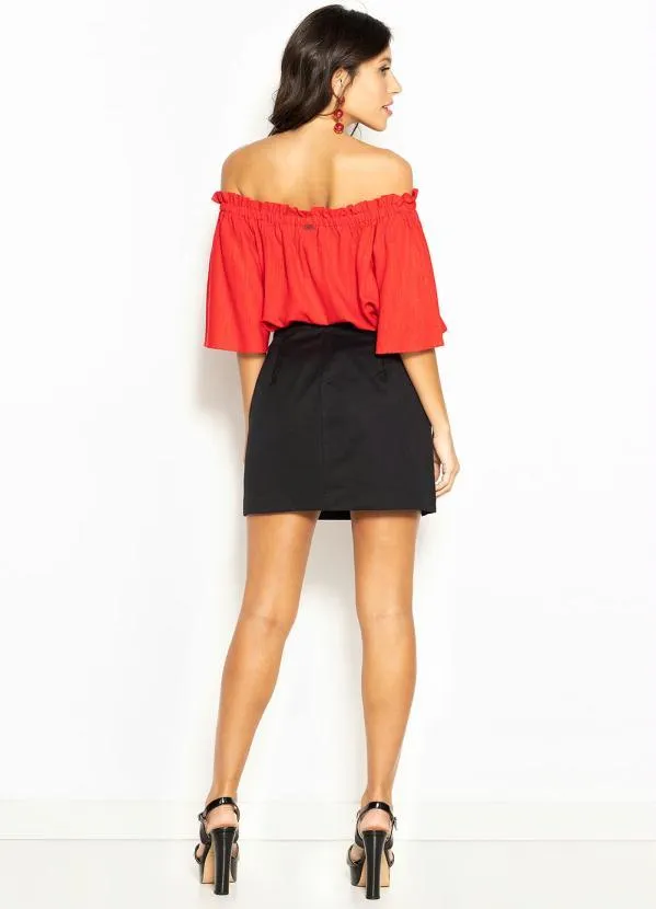 Hering - Blusa Ombro a Ombro de Viscose Vermelha 4