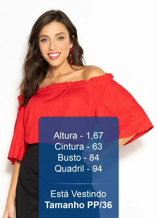 Hering - Blusa Ombro a Ombro de Viscose Vermelha 5
