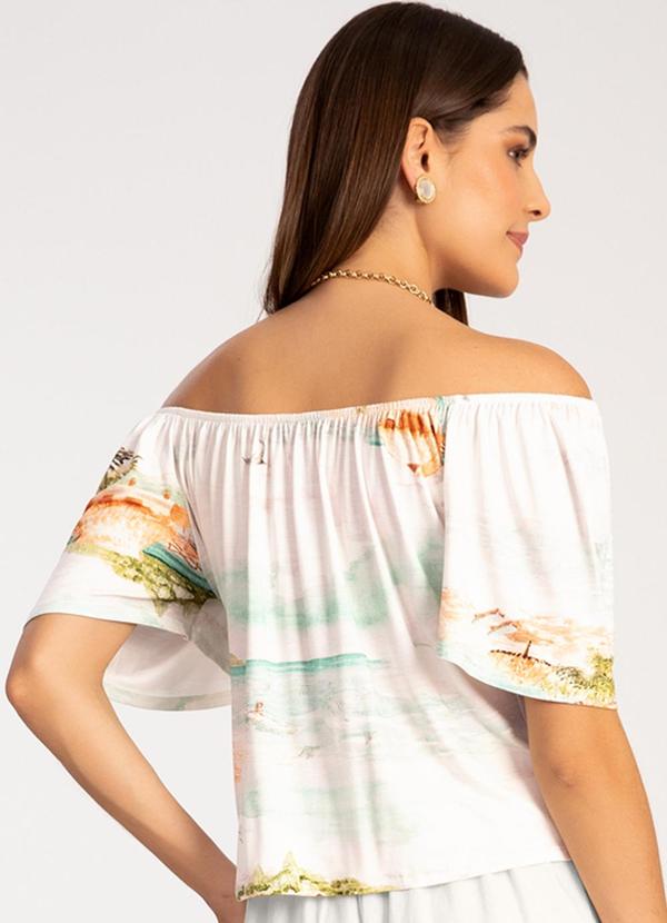 Lunender - Blusa Ombro a Ombro em Malha Viscose Off White 2