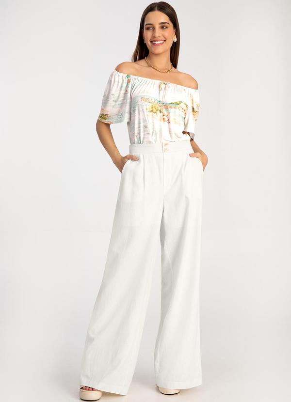 Lunender - Blusa Ombro a Ombro em Malha Viscose Off White 3