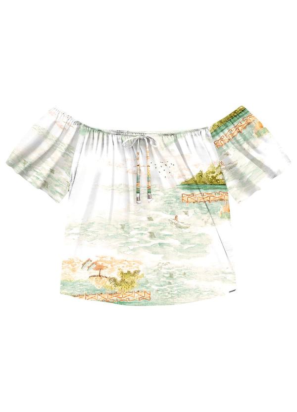 Lunender - Blusa Ombro a Ombro em Malha Viscose Off White 5