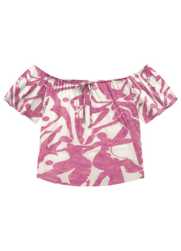 Lunender - Blusa Ombro a Ombro em Malha Viscose Rosa