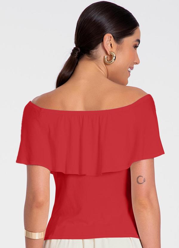 Lunender - Blusa Ombro a Ombro em Malha Viscose Vermelho 2