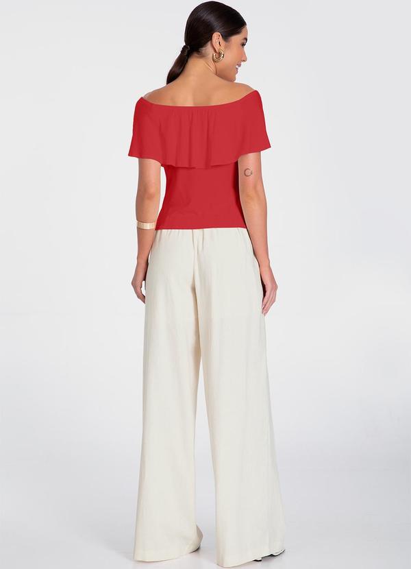 Lunender - Blusa Ombro a Ombro em Malha Viscose Vermelho 3