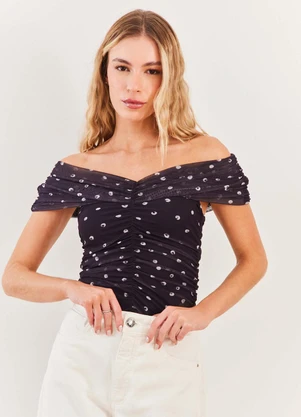 Sofie - Blusa Ombro a Ombro em Tule Franzido Urban Codes - - SOFIE