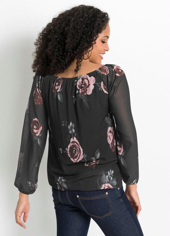 Queima Estoque - Blusa Ombro a Ombro Floral/Preto 4