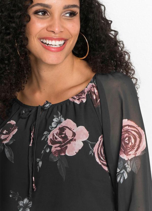 Queima Estoque - Blusa Ombro a Ombro Floral/Preto 3