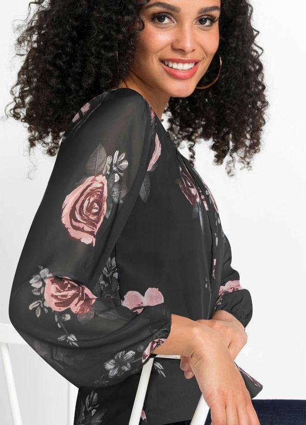 Queima Estoque - Blusa Ombro a Ombro Floral/Preto 2