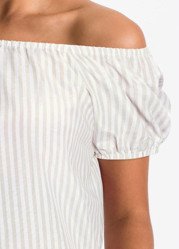 Outlet - Blusa Ombro a Ombro Listrado Bege 3