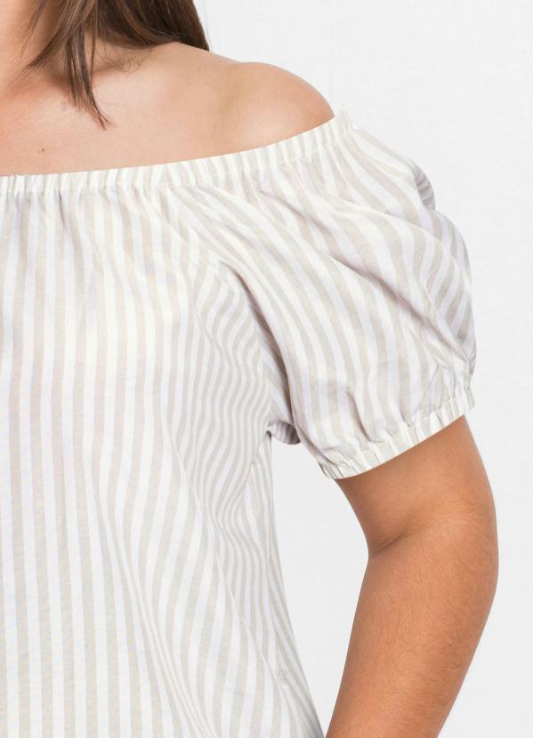 Outlet - Blusa Ombro a Ombro Listrado Bege 6