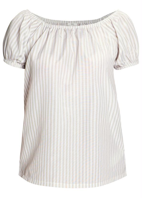 Outlet - Blusa Ombro a Ombro Listrado Bege 7