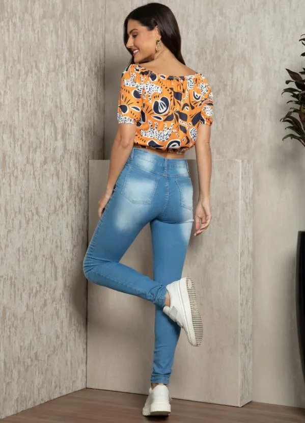 Quintess - Blusa Ombro a Ombro Onça Mostarda 4