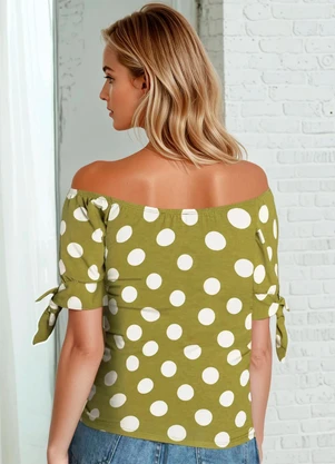 bonprix - Blusa Poá Verde em Malha de Viscose - BONPRIX