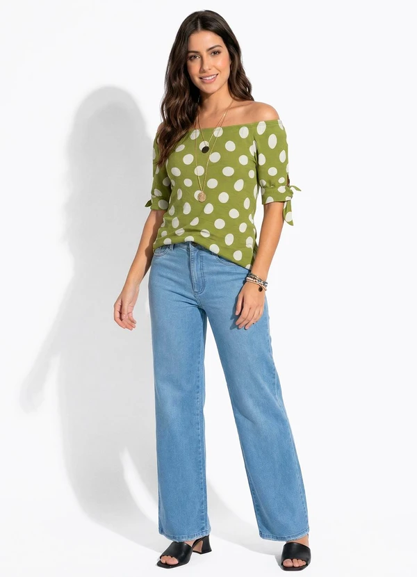 bonprix - Blusa Poá Verde em Malha de Viscose 5
