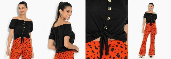 Blusa Preta com Detalhe de Amarrao